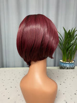 Perruque Bob  lace frontal T coupe  à plat de la taille 8  pouces