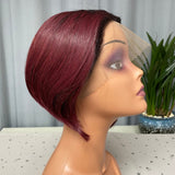 Perruque Bob  lace frontal T coupe  à plat de la taille 8  pouces