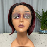 Perruque Bob  lace frontal T coupe  à plat de la taille 8  pouces