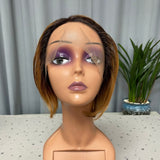 Perruque Bob  lace frontal T coupe  à plat de la taille 8  pouces