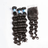 3 boules de cheveux  vierges  plus closure 4x4