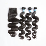 3 boules de cheveux  vierges  plus closure 4x4