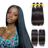 3 boules de cheveux bresiliens plus 1 closure 4x4